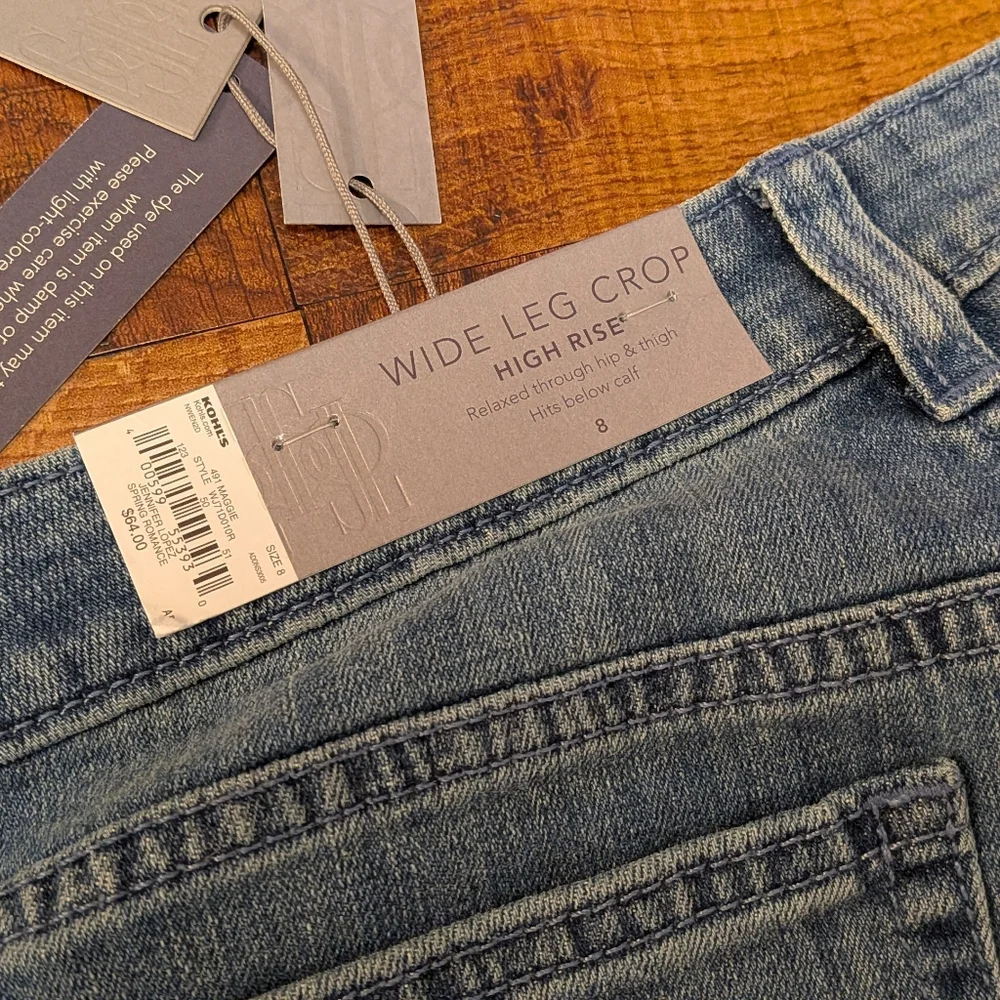 Jennifer Lopez NWT Wide Leg Crop High Rise Raw Hem Boho Fest Women's Jeans 8 - Picture 9 of 9